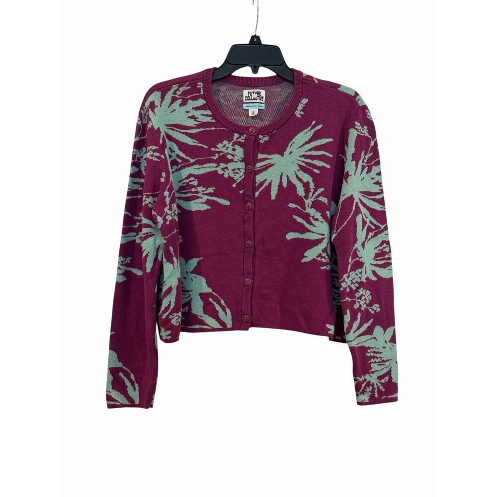 Future Collective Gabriella Karefa-Johnson Purple Teal Button Cardigan Women’s L